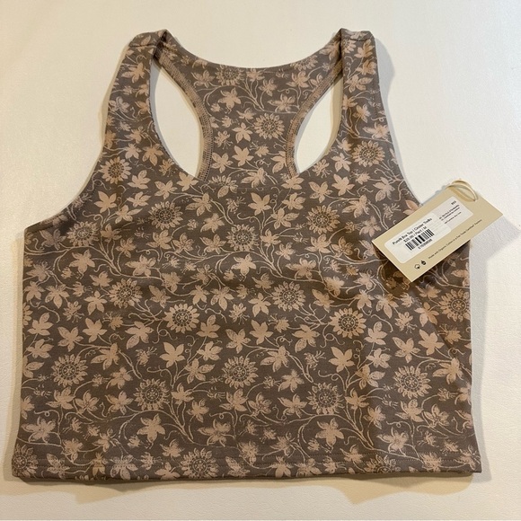Pact Cinder Trellis Floral Print Organic Cotton Blend Racerback Crop Top - Picture 1 of 11